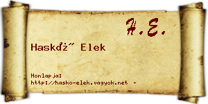 Haskó Elek névjegykártya